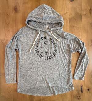 Hilton Head South Carolina Gray Lightweight Long Sleeve Hoodie Size L